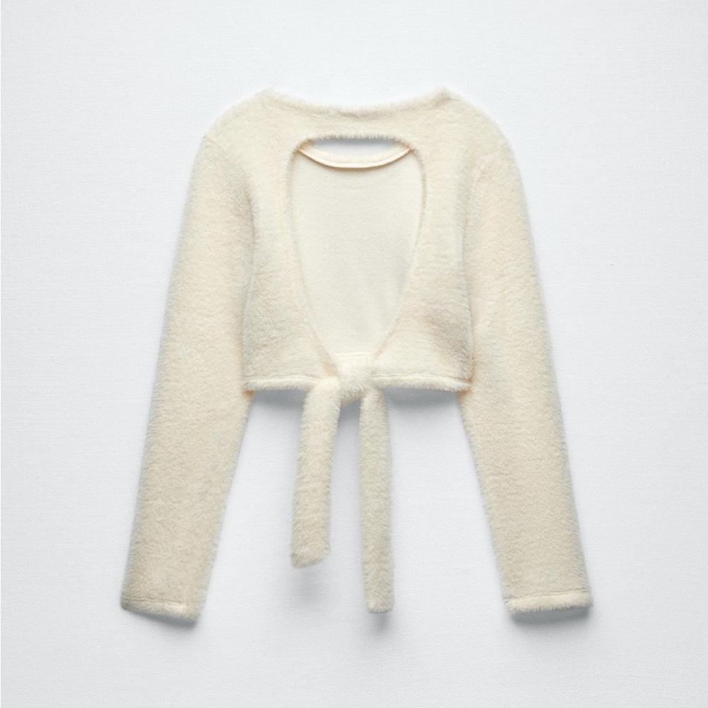 Zara faux fur cut out top